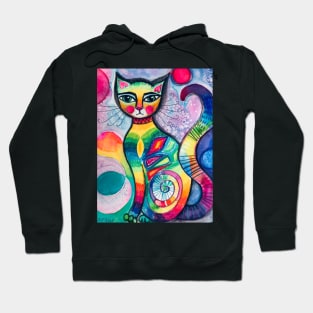 I invented a cat (watercolour, mixed media) Hoodie